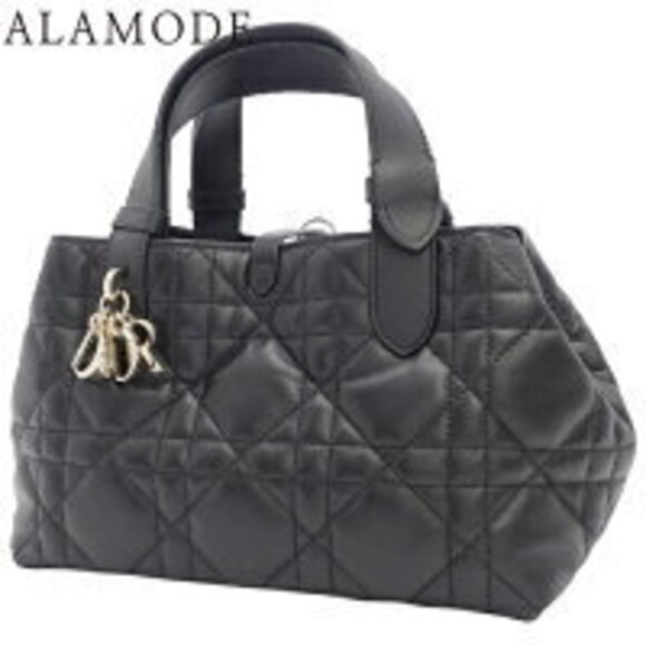 Christian Dior Toujours Cannage Handbag Black Calfskin August